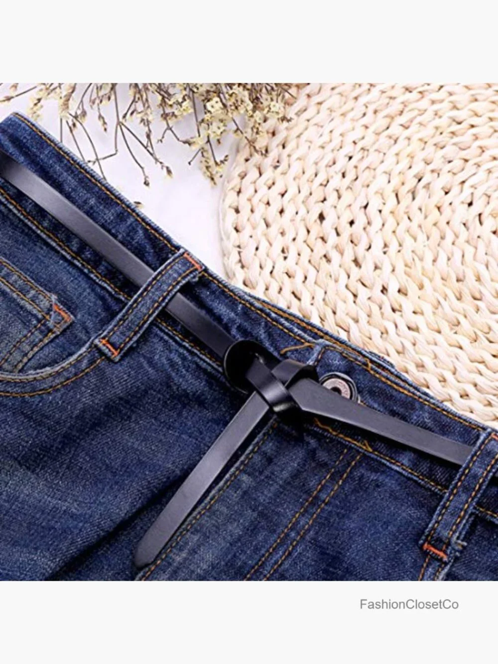 Genuine Leather Adjustable Skinny Belt, Minimalist Handmade Waist Strap